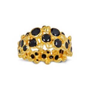 Blossom Copenhagen Radiance Midnight ring i forgyldt med sort cubic zirkonia