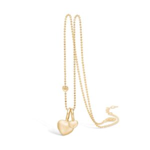 Blossom Copenhagen halskæde i forgyldt med to hjertevedhæng - 55cm