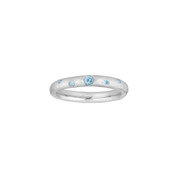 Blossom Copenhagen ring i mat sølv med drys af blå kubisk zirkon