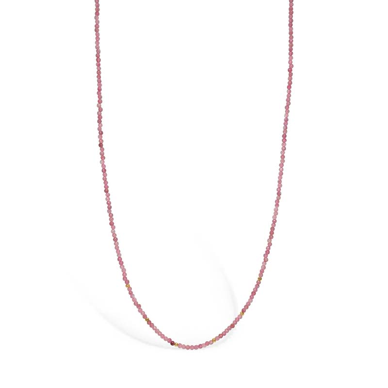 Blossom Copenhagen sten halskæde forgyldt kæde m. pink turmalin 42+3cm