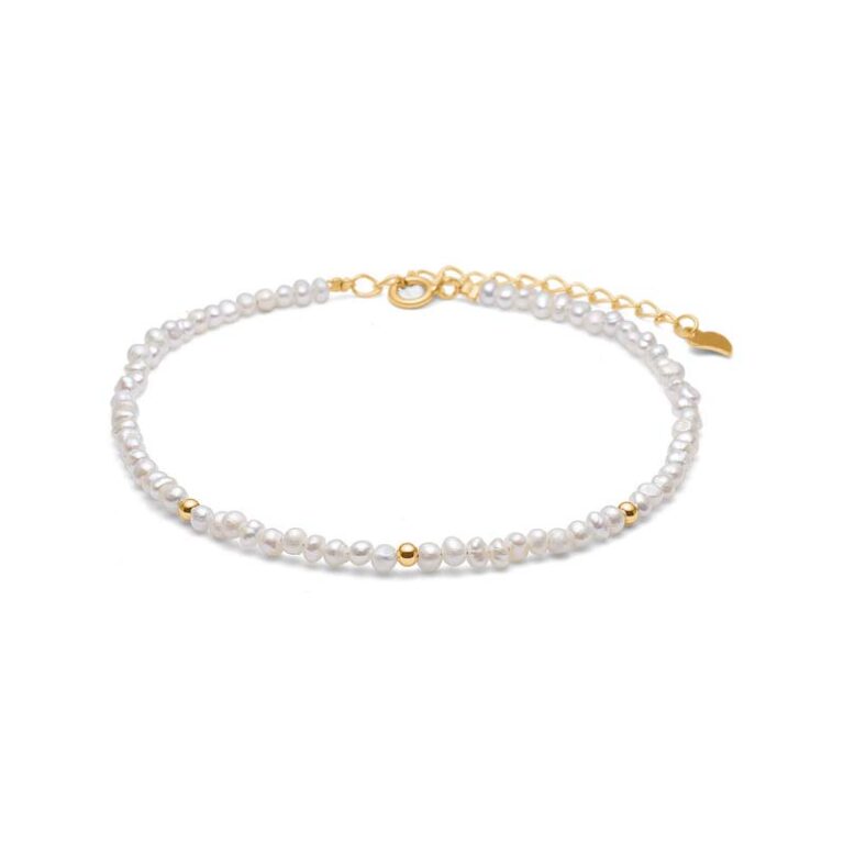 Blossom Copenhagen stenarmbånd forgyldt kæde m. ferskvandsperler 16+4cm