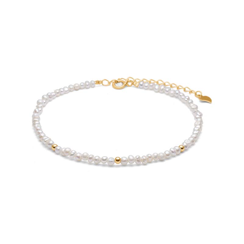 Blossom Copenhagen stenarmbånd forgyldt kæde m. ferskvandsperler 16+4cm