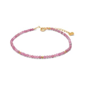 Blossom Copenhagen stenarmbånd forgyldt kæde m. pink turmalin 16+4cm
