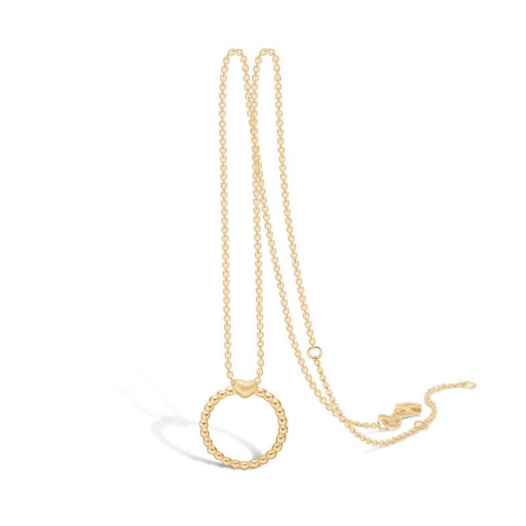 Blossom Copenhagen vedhæng forgyldt cirkel m. hjerte + 45 cm kæde