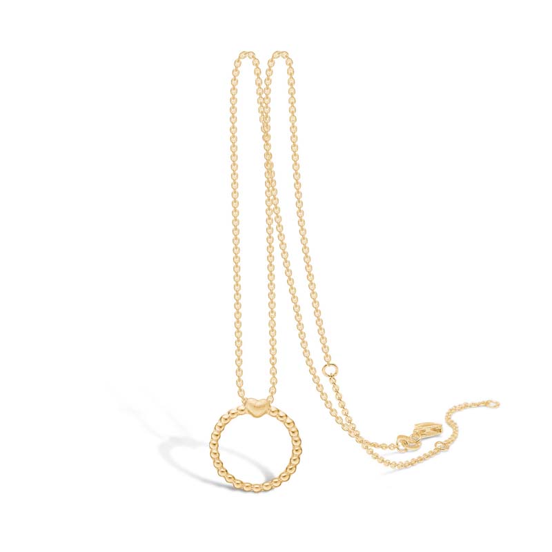 Blossom Copenhagen vedhæng forgyldt cirkel m. hjerte + 45 cm kæde