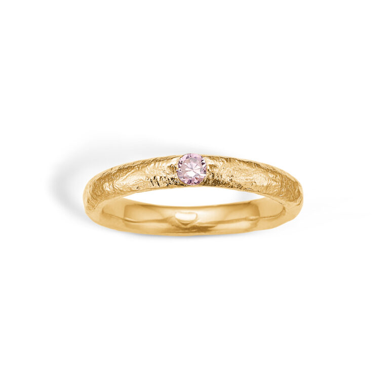 Blossom Mat Forgyllet Ring Med Pink Cz Ring