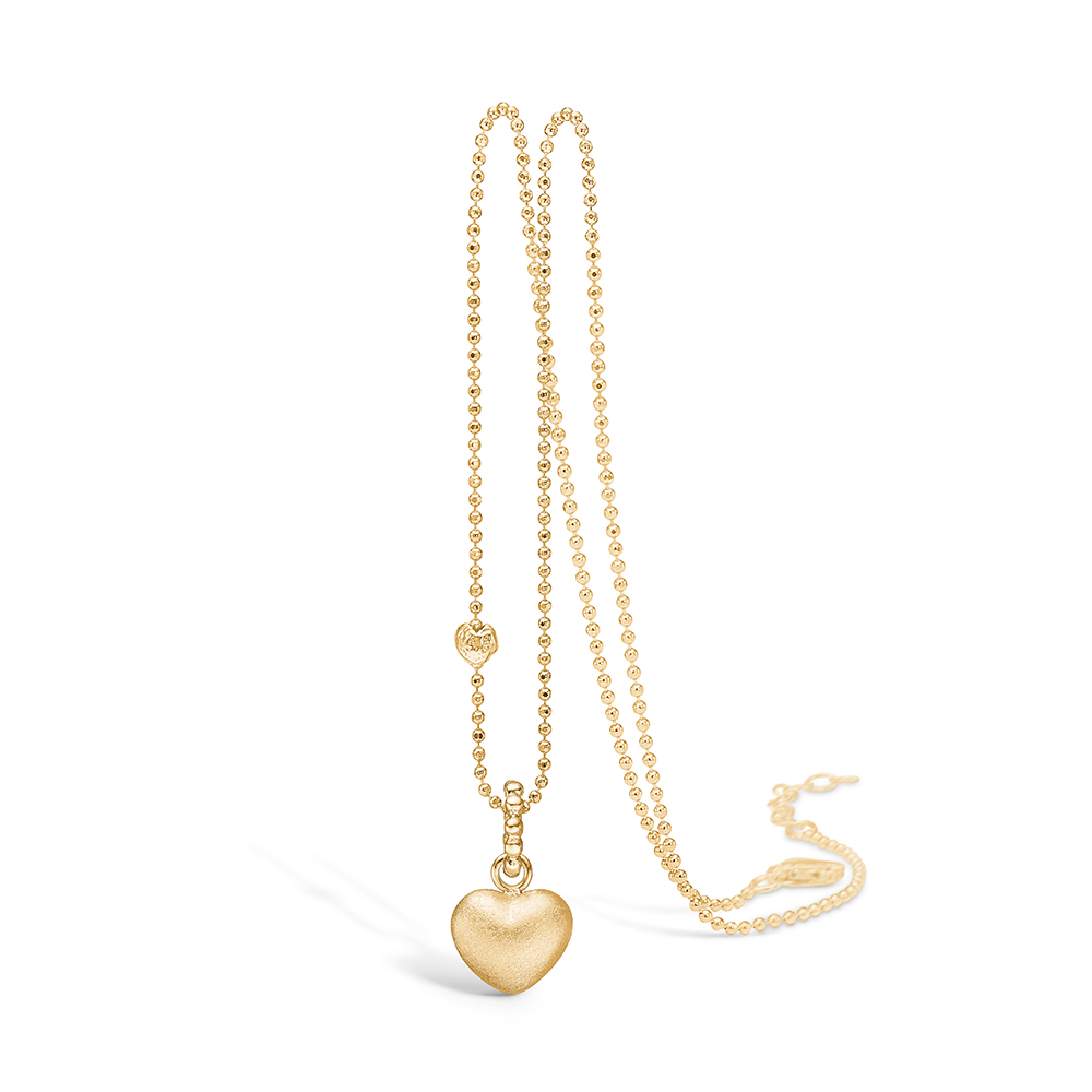 Blossom vedhæng i 9 kt guld, mat hjerte