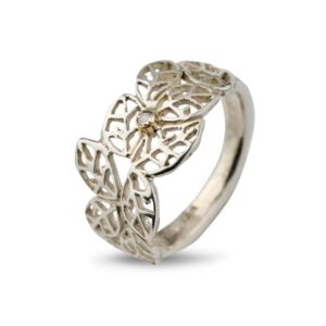 By Birdie Beech Leaves Sterling Sølv Ring med Diamant