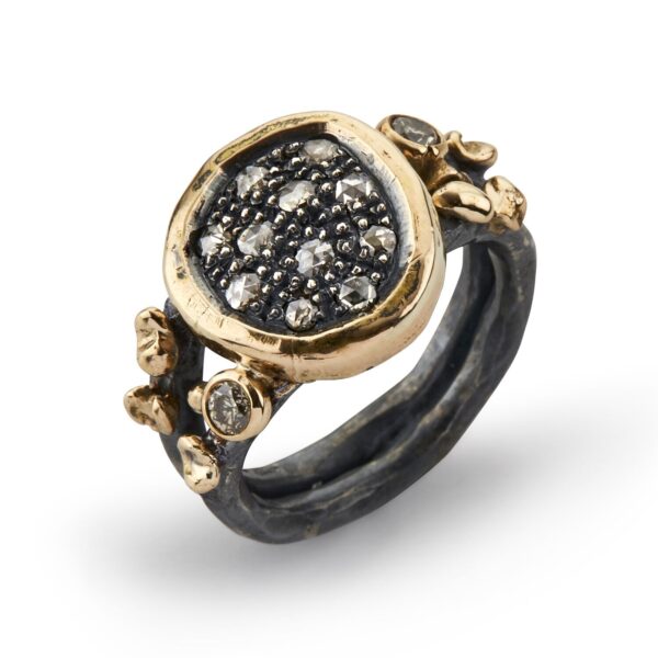 By Birdie Lexington Sterling Sølv Ring med 14 Kt Guld Og 0,20 Carat Diamanter