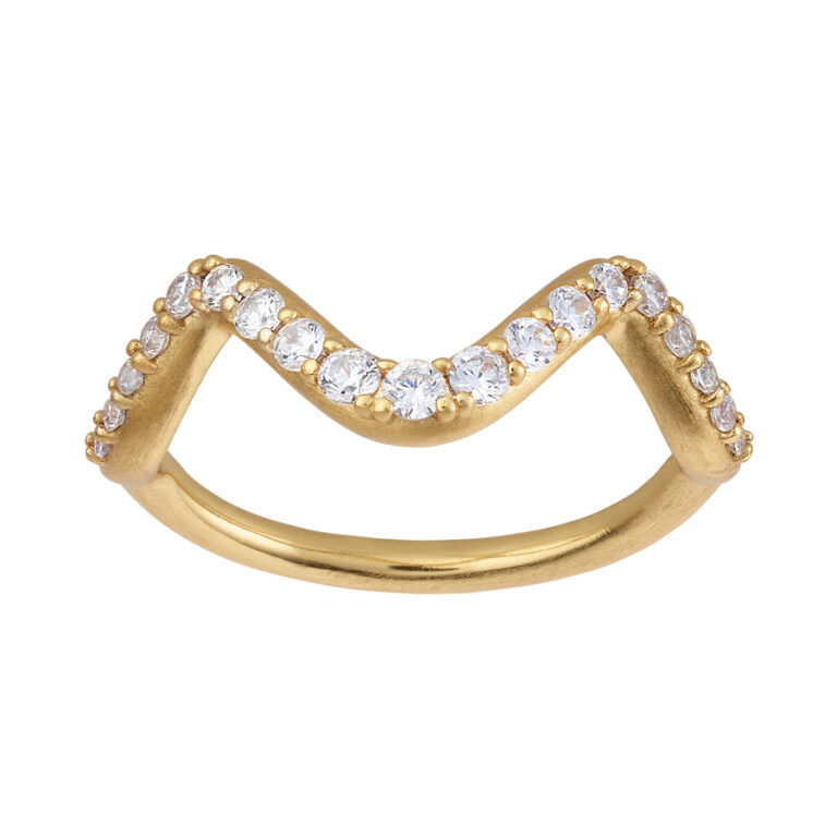 ByBiehl Wave Sparkle Ring i forgyldt med cz, lille