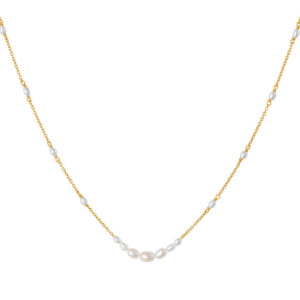 Bybiehl Aura forgyldt halskæde med perler 45 cm