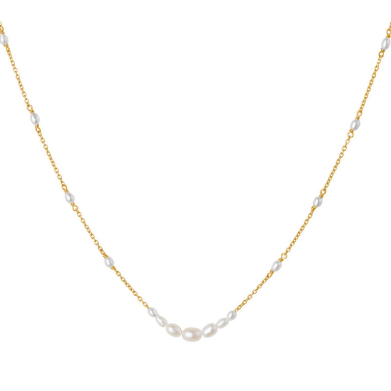 Bybiehl Aura forgyldt halskæde med perler 45 cm