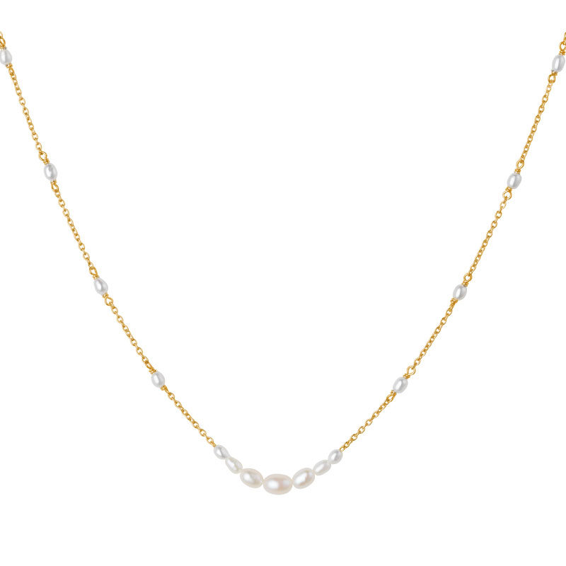 Bybiehl Aura forgyldt halskæde med perler 45 cm