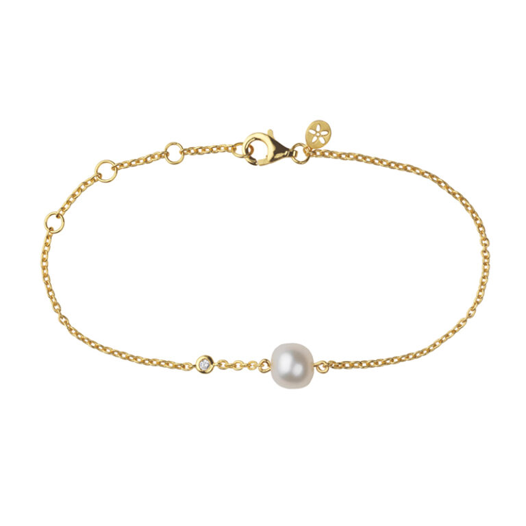 ByBiehl Coco Forgyldt Armbånd Med Perle Og Cubic Zirkonia 19 cm Forgyldt Armbånd