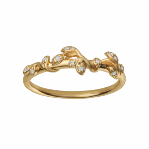 Bybiehl Jungle Ivy ring i forgyldt med cubic zirkonia