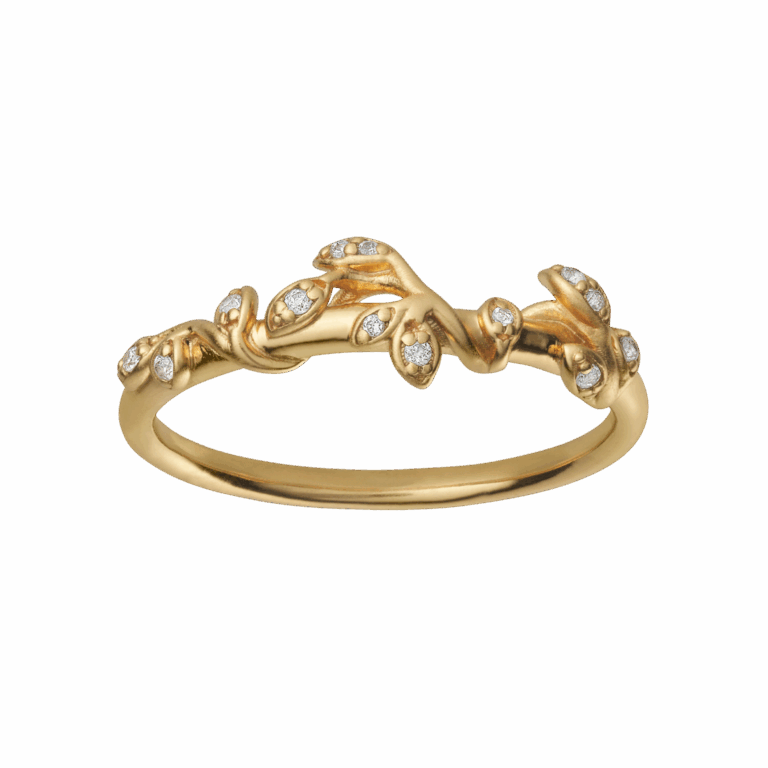 Bybiehl Jungle Ivy ring i forgyldt med cubic zirkonia