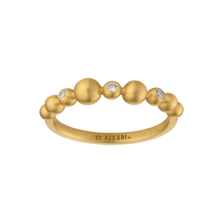 Bybiehl Pebbles band forgyldt ring med zirkoner