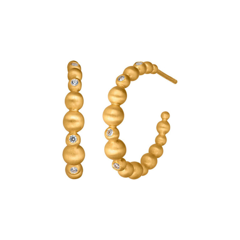 Bybiehl Pebbles hoops i forgyldt med zirkoner