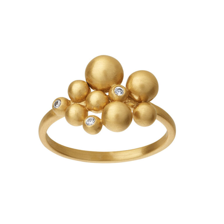 ByBiehl Pebbles Ring Forgylt 14 kt. forgyldt sterling sølv med zirkoner Ring