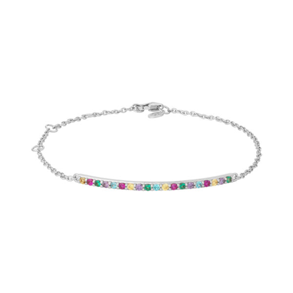 Bybiehl Rainbow Sparkle armbånd i sølv med farvede sten