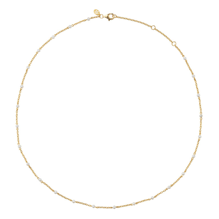 Bybiehl Scarlett forgyldt halskæde med perler, 45 cm