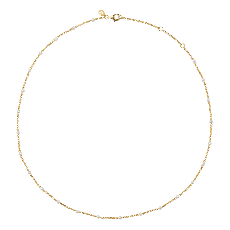 Bybiehl Scarlett forgyldt halskæde med perler, 45 cm