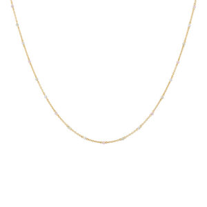 Bybiehl Scarlett forgyldt halskæde med perler og glassten, 45 cm