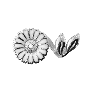 Christina Charm til læderarmbånd Marguerite with leafs i sølv