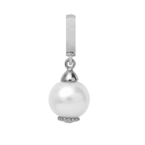 Christina Charm til læderarmbånd Pearl Dream i sølv med hvide perle