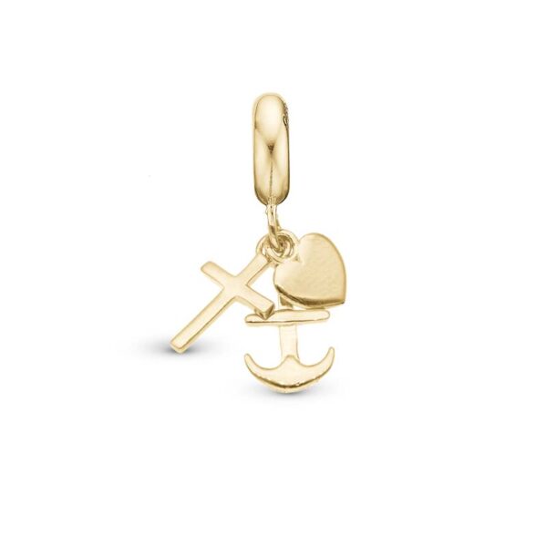 Christina Jewelry Faith Hope and Love forgyldt charm til sølvarmbånd på 4 mm