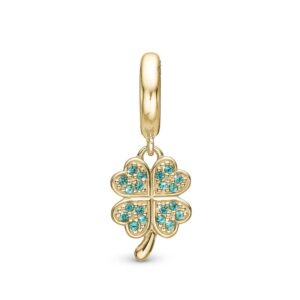 Christina Jewelry Lucky Clover forgyldt charm til læderarmbånd på 6 mm
