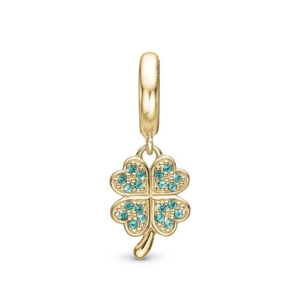 Christina Jewelry Lucky Clover forgyldt charm til læderarmbånd på 6 mm