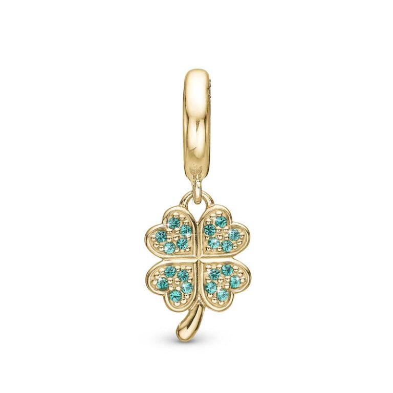 Christina Jewelry Lucky Clover forgyldt charm til læderarmbånd på 6 mm