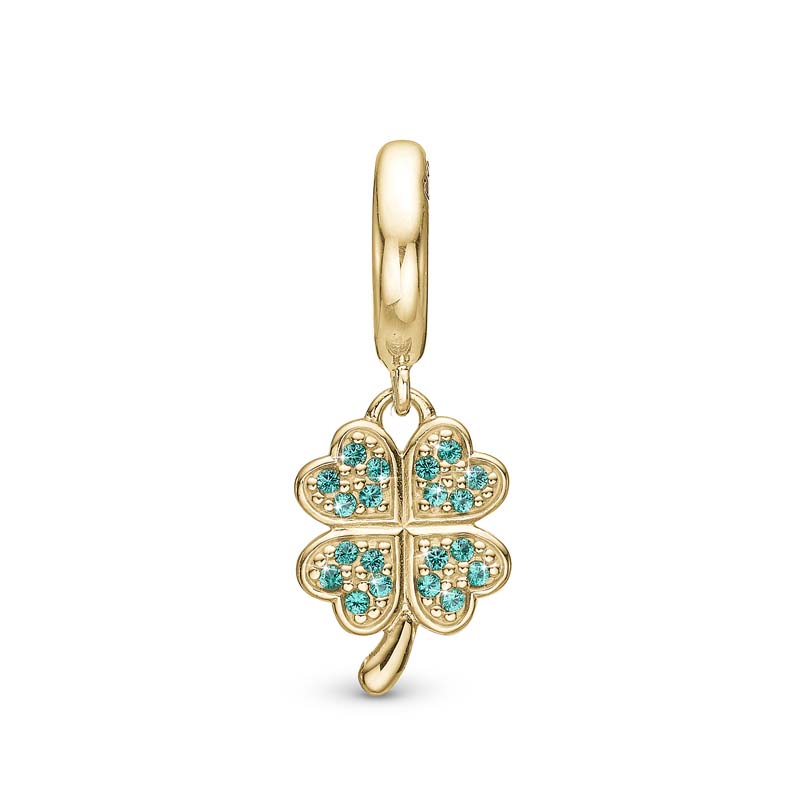 Christina Jewelry Lucky Clover forgyldt charm til læderarmbånd på 6 mm