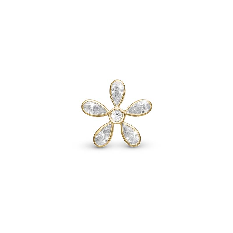 Christina Jewelry Magic Flower white forgyldt charm til læderarmbånd på 6 mm