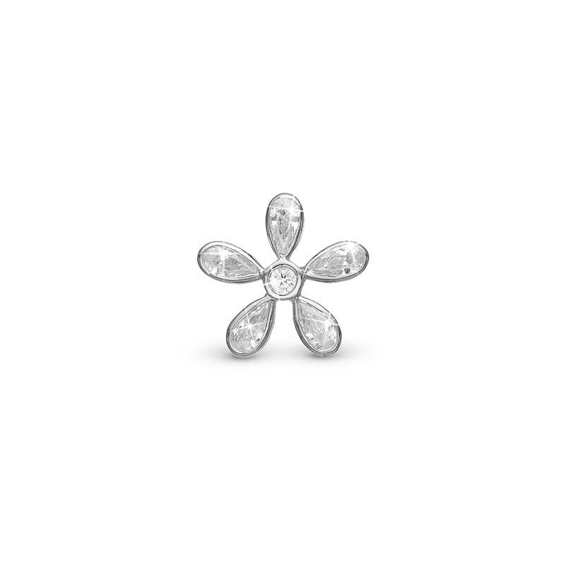 Christina Jewelry Magic Flower white sølv charm til læderarmbånd på 6 mm