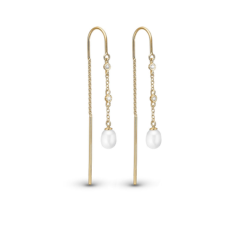 Christina Jewelry Pearl forgyldt øreringe med hvide perler