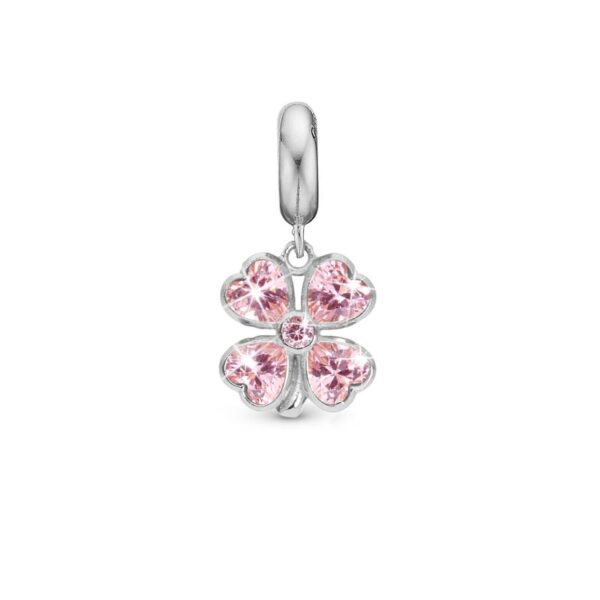Christina Jewelry Pink Heart Clover sølvcharm til sølvarmbånd på 4 mm