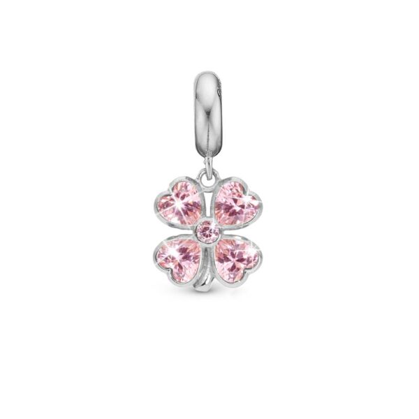 Christina Jewelry Pink Heart Clover sølvcharm til sølvarmbånd på 4 mm