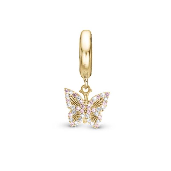 Christina Jewelry Sparkling Butterfly forgyldt charm til læderarmbånd på 6 mm