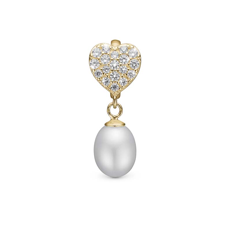 Christina Jewelry Sparkling heart forgyldt charm til sølvarmbånd og læderarmbånd på 4 mm