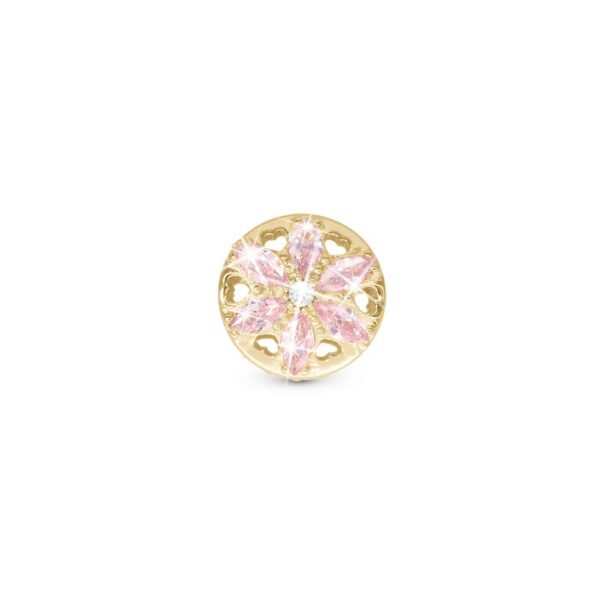 Christina Jewelry Sparkling pink flower forgyldt charm til læderarmbånd på 6 mm