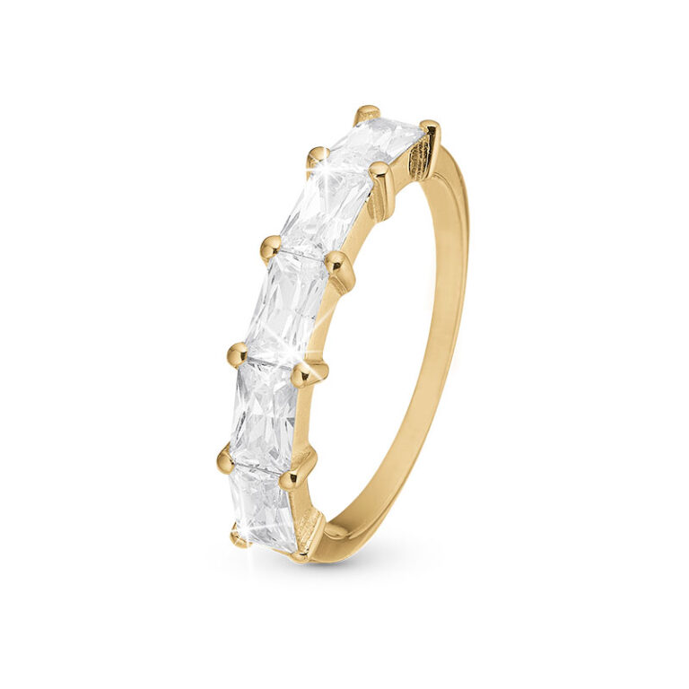 Christina White Baquette forgyldt ring med cubic zirkoner
