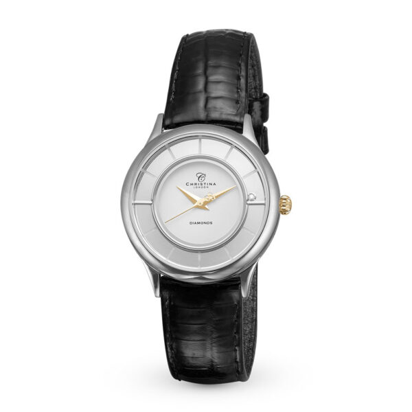Christina collect bicolour armbåndsur med 1 diamant, sort rem