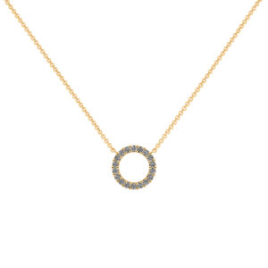Cirkel 14 Karat Guld Halskæde fra Smykkekæden med Diamanter 0,09 Carat W/SI