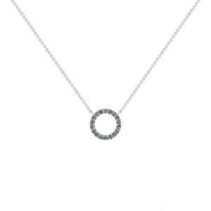 Cirkel 14 Karat Hvidguld Halskæde fra Smykkekæden med Diamanter 0,09 Carat W/SI
