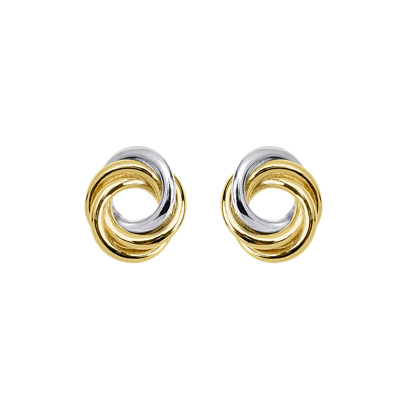 Cirkel ørestikker i 8 kt guld/hvidguld