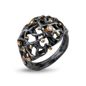 Constella Sterling Sølv Ring fra By Birdie med 14 Karat Guld