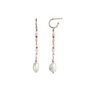 Dangling Baroque Pearl Ørering M/sten - Pink Mix Fra Stine A