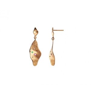 Dangling Ile De L'amour Earring With Stones 1pc | Forgyldt Fra Stine A